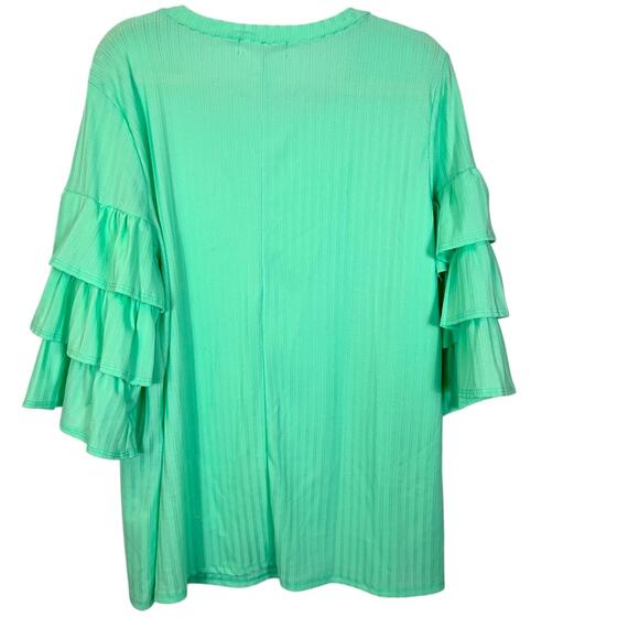 Haptics Vibrant Green Ruffle 3/4 Sleeve Top Size 2X - Picture 2 of 3